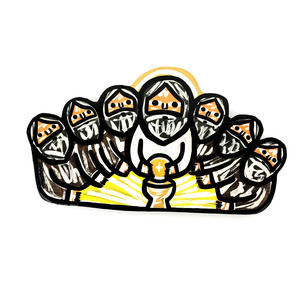 Hand Painted on Wood Last Supper Communion Signed Jeffree Lerner